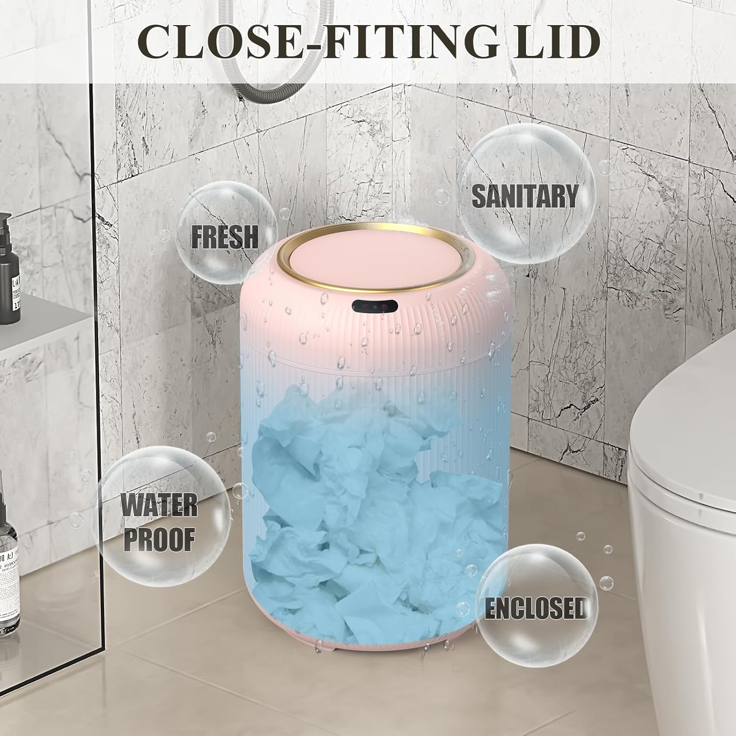 Smart Bathroom Trash Can with Lid，3 Gallon Bathroom Garbage Can Automatic Touchless，Motion Sensor