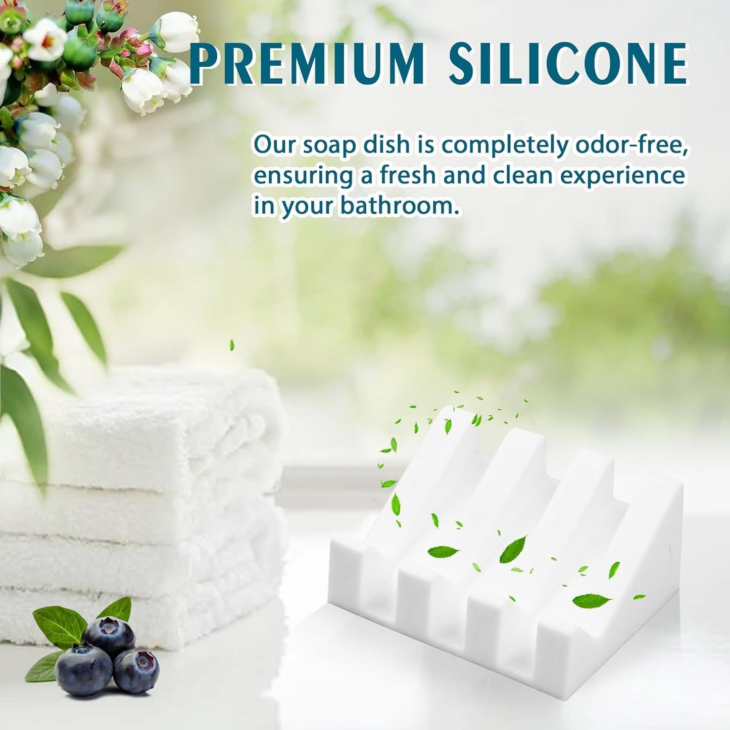 Silicone Soap Dish for Bar Soap Holder for Shower Bathroom Self Draining Waterfall Drying Tray Keep