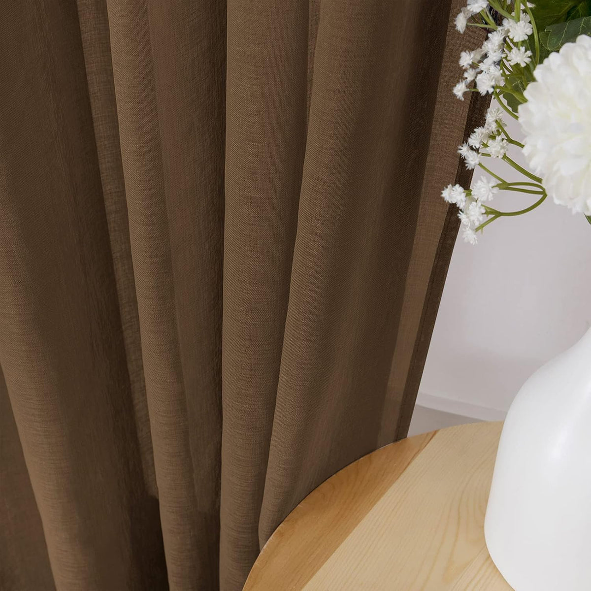 Tollpiz Sheer Curtains Linen Textured Bedroom Curtain Sheers Light Filtering Rod Pocket Voile