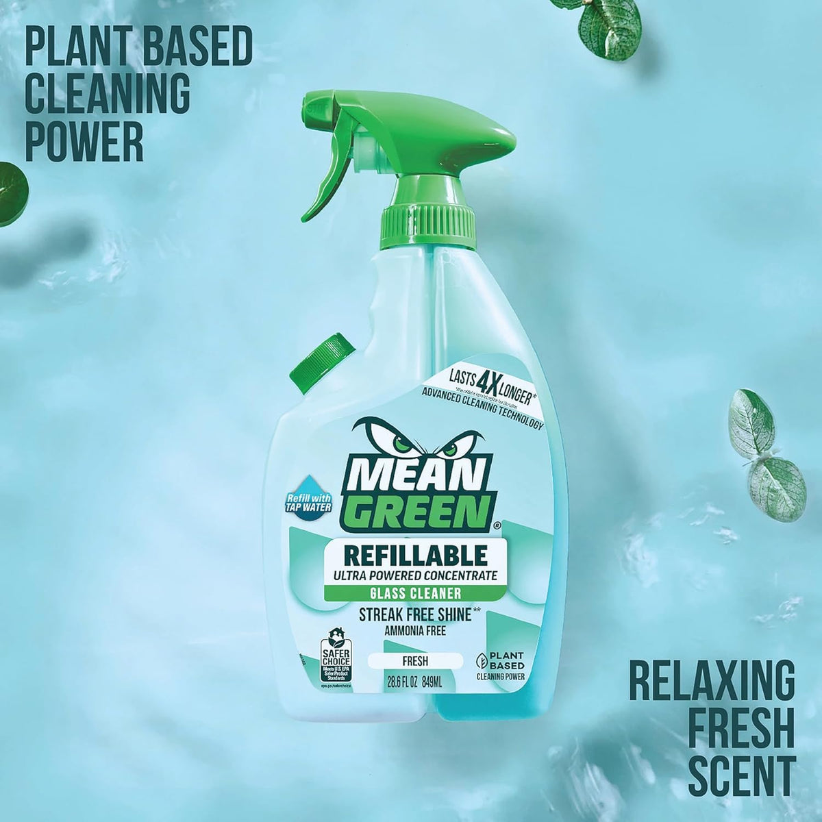 Mean Green Refillable Ultra Powered CONCENTRATE Glass Cleaner, Fresh, 14.3 Ounce 2-Pack