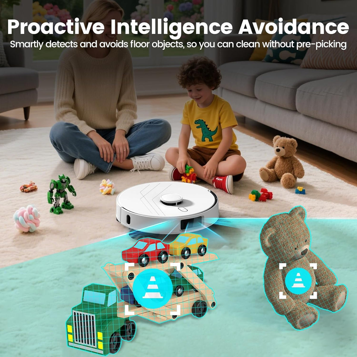 AIRROBO T30+ Robot Vacuum and Mop, Self-Emptying, 6000PA Suction, Proactive Intelligence Avoidance