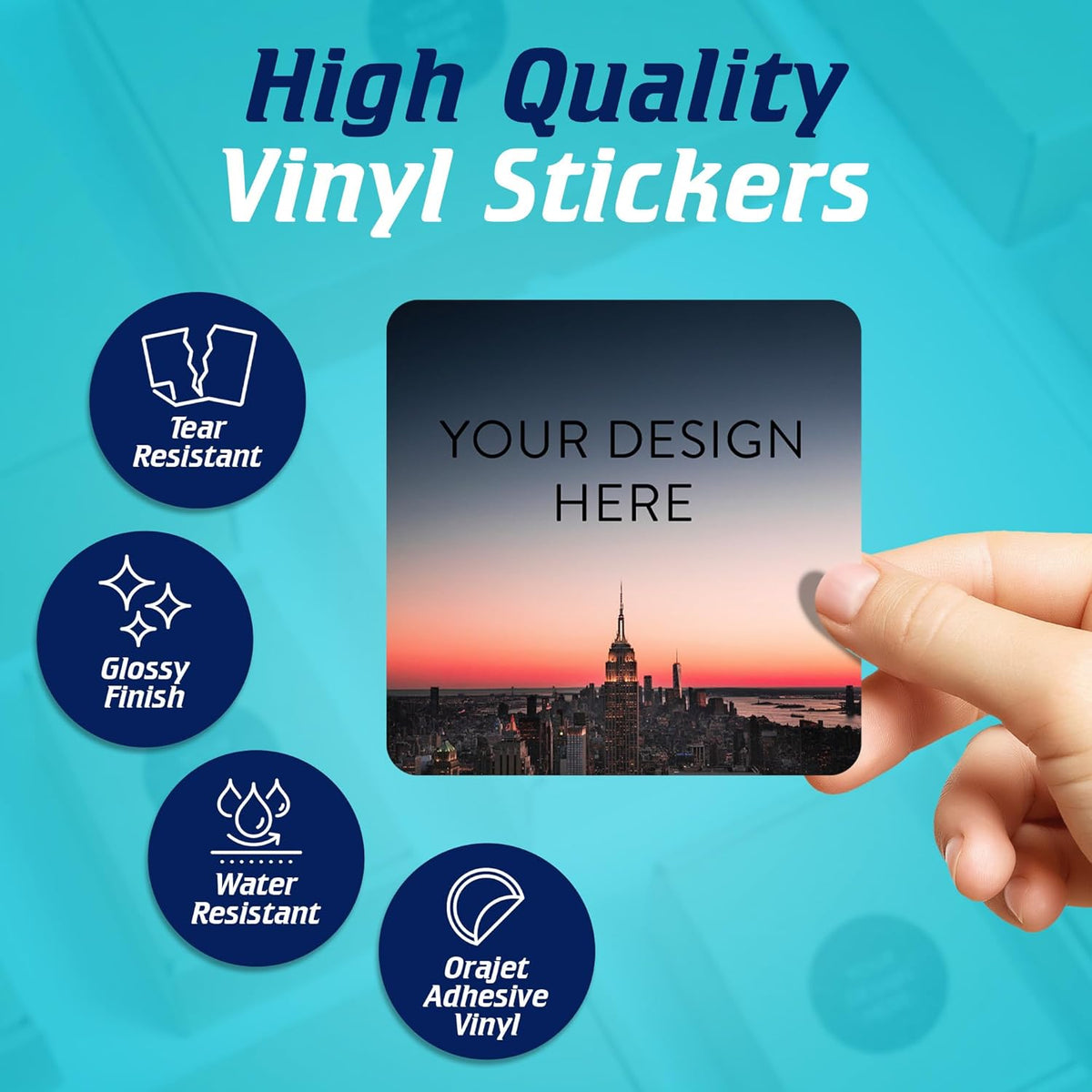 100 Custom Vinyl Stickers - Upload Your own Image, Text, Design, Logo - Personalized Logo Labels