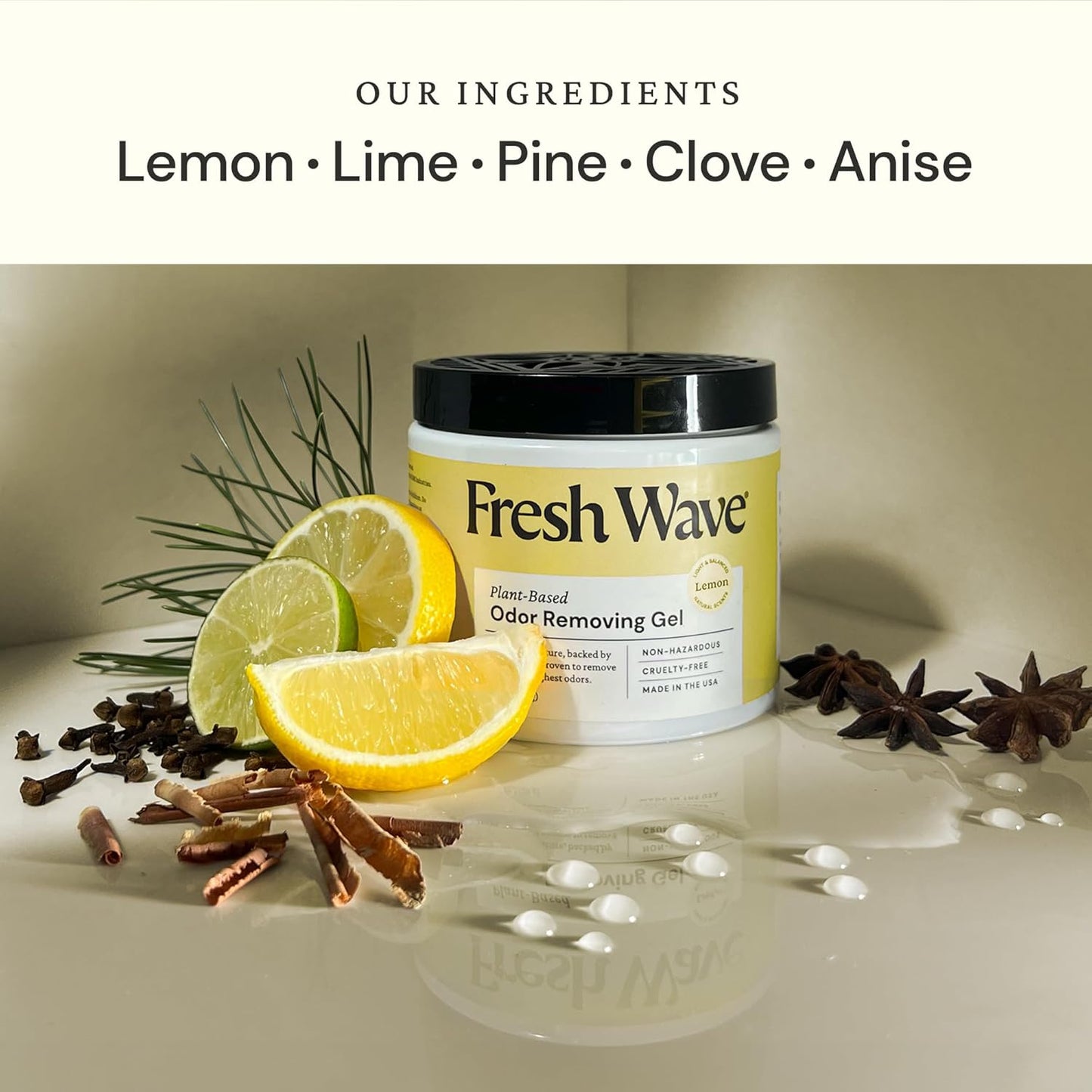 Fresh Wave Lemon Odor Removing Gel, 15 oz., Pack of 2 - Safer Odor Absorbers for Home, Natural