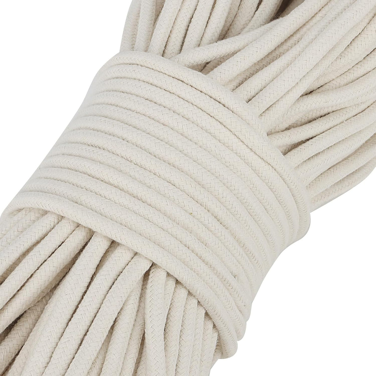 SOUJAP 328 Feet Cotton Clothesline Rope, 1/4 Inch White Cotton Clothesline Rope for DIY Decoration
