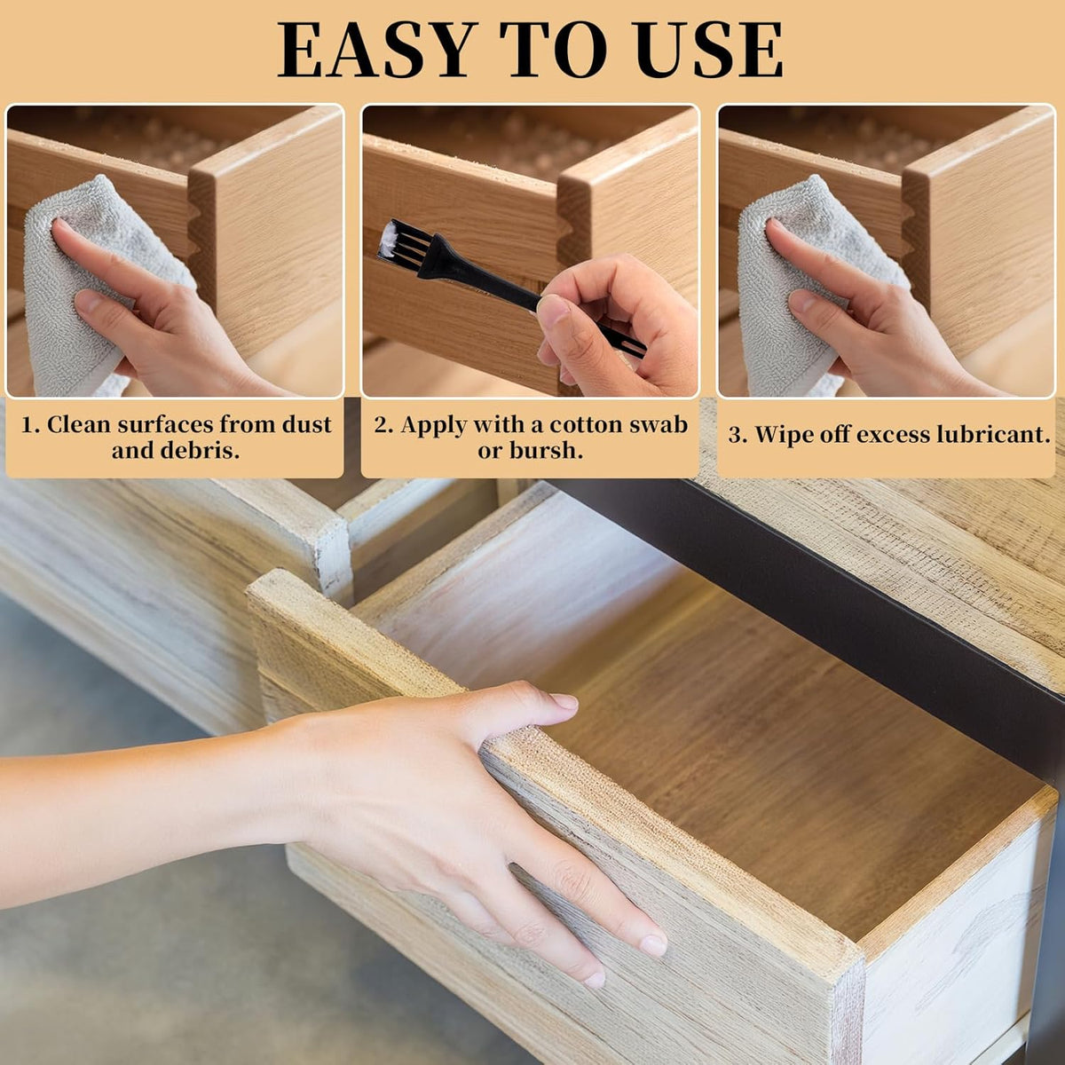 Wood Drawer Wax Lubricant Paste Door-Ease Lubricant Wear-Resistant Eliminate Sticking Noise Loosen