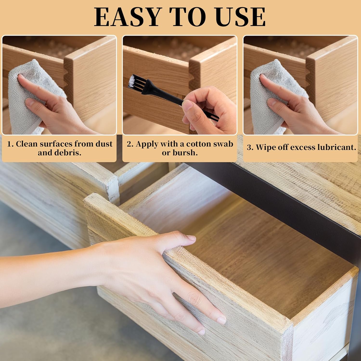 Wood Drawer Wax Lubricant Paste Door-Ease Lubricant Wear-Resistant Eliminate Sticking Noise Loosen