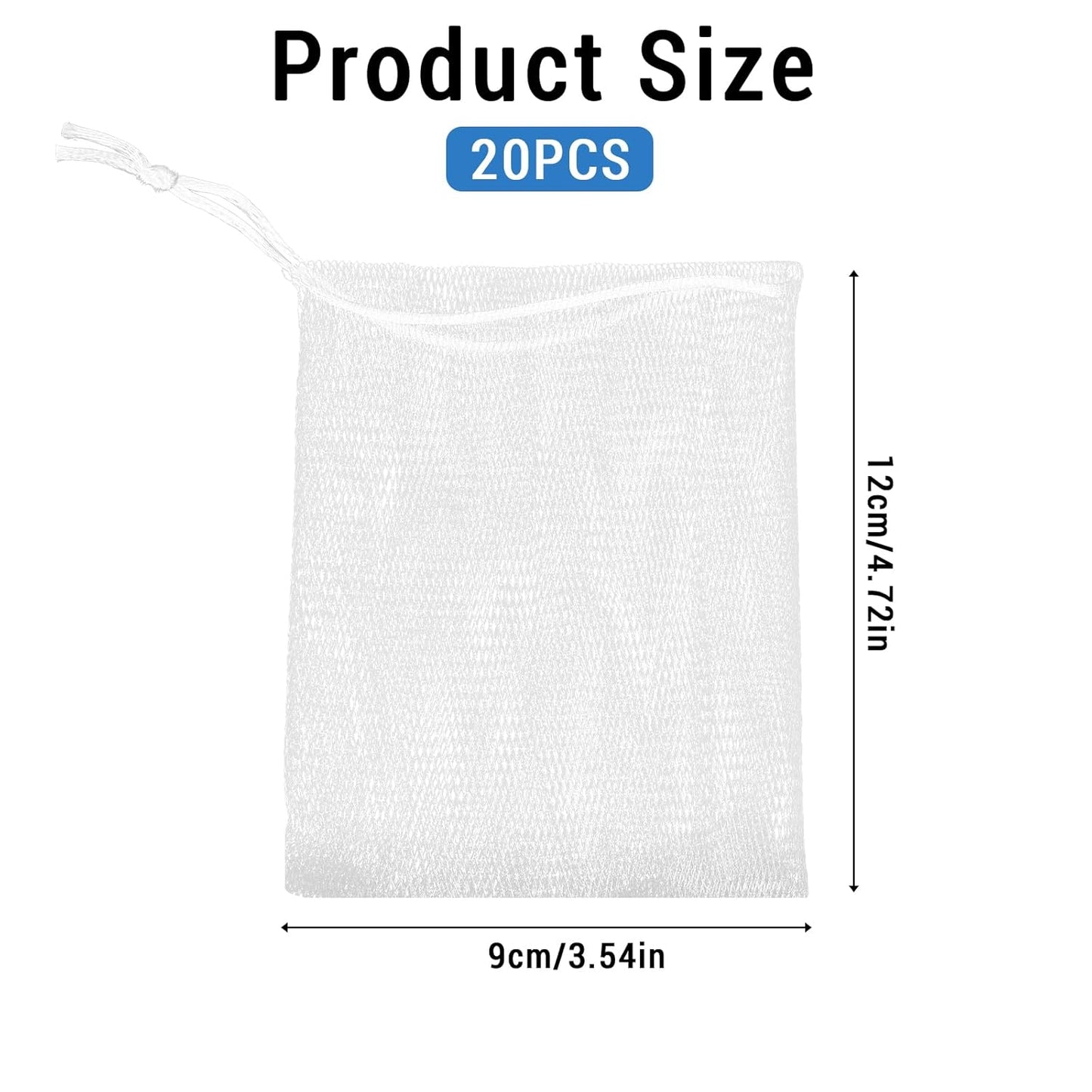 Mozeat Lens 20 PCS Exfoliating Mesh Soap Saver Pouch Bag Mesh Soap Bag Handmade Soaps Bubble Meshs