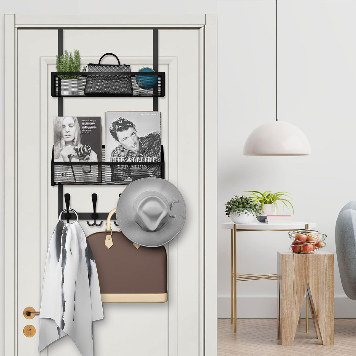 Over The Door Hooks Organizer, Coat Rack Over The Door Storage Hanger Towel Rack, Back of Door