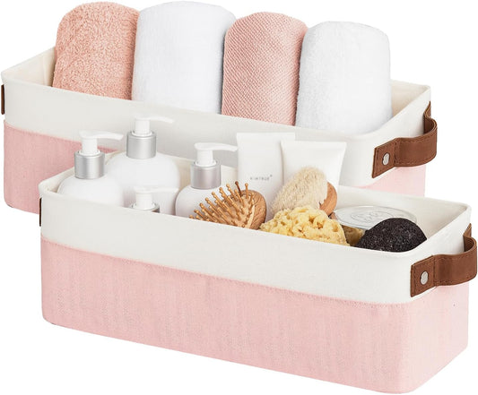 StorageWorks Narrow Storage Bins, Small Basket for Closet and Shelves, Fabric Organizer with