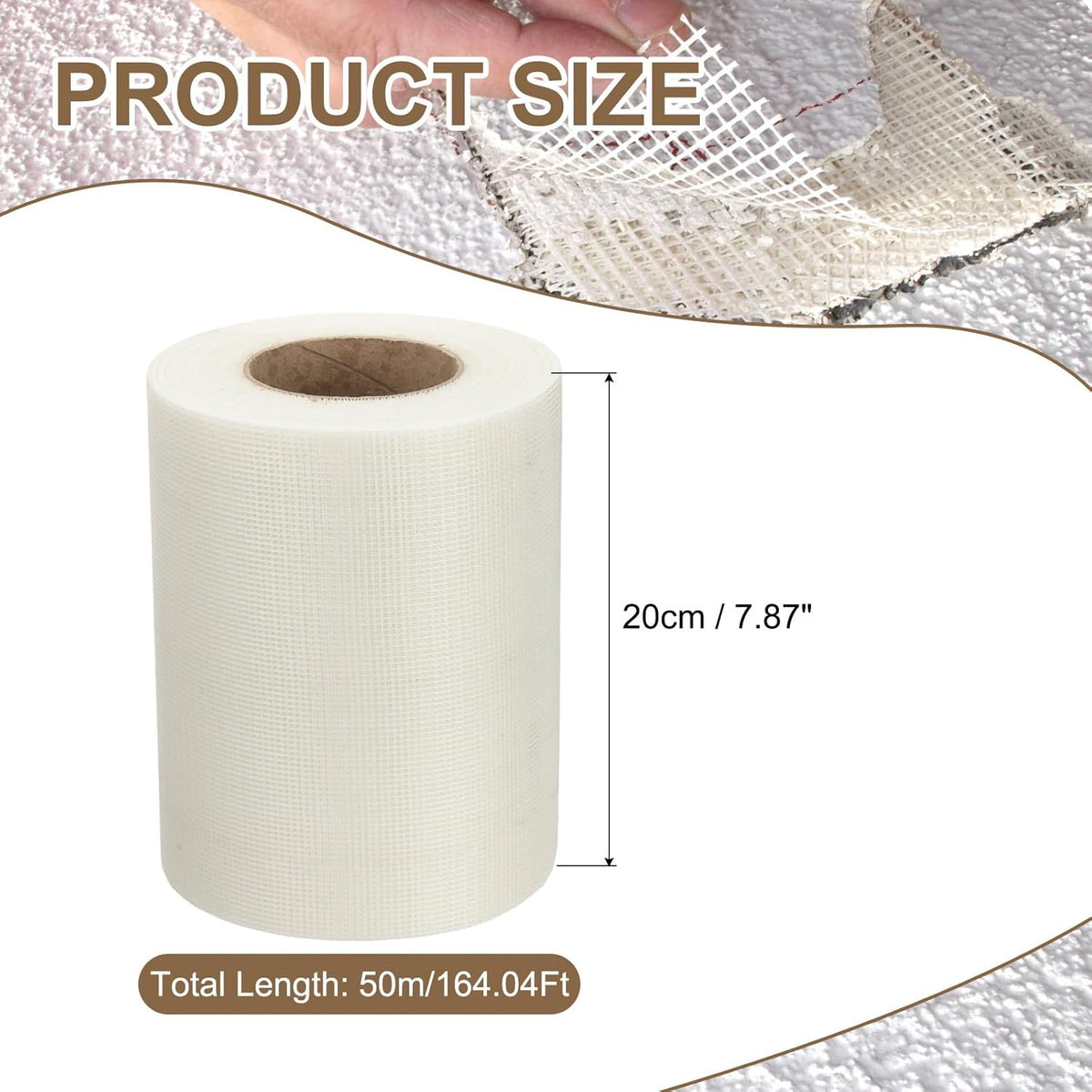 PATIKIL Drywall Repair Mesh Tape, 8 inch x 164 ft Fiberglass Repair Patch Self-Adhesive Dry Wall