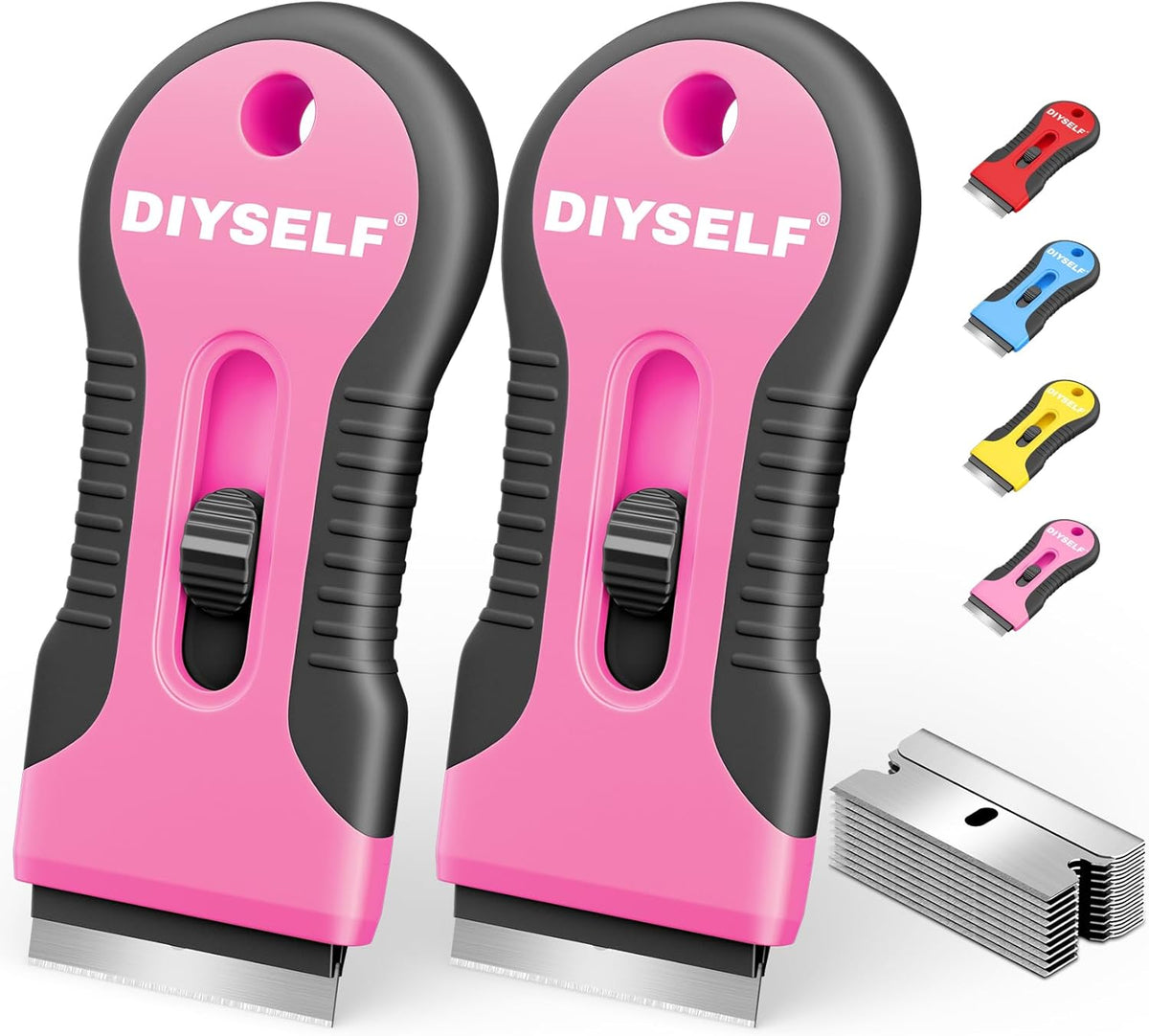 DIYSELF 2 Pack Razor Blade Scraper, 10 PCS Spare Razor Blades, Enhanced Razor Scraper, Razor Blade