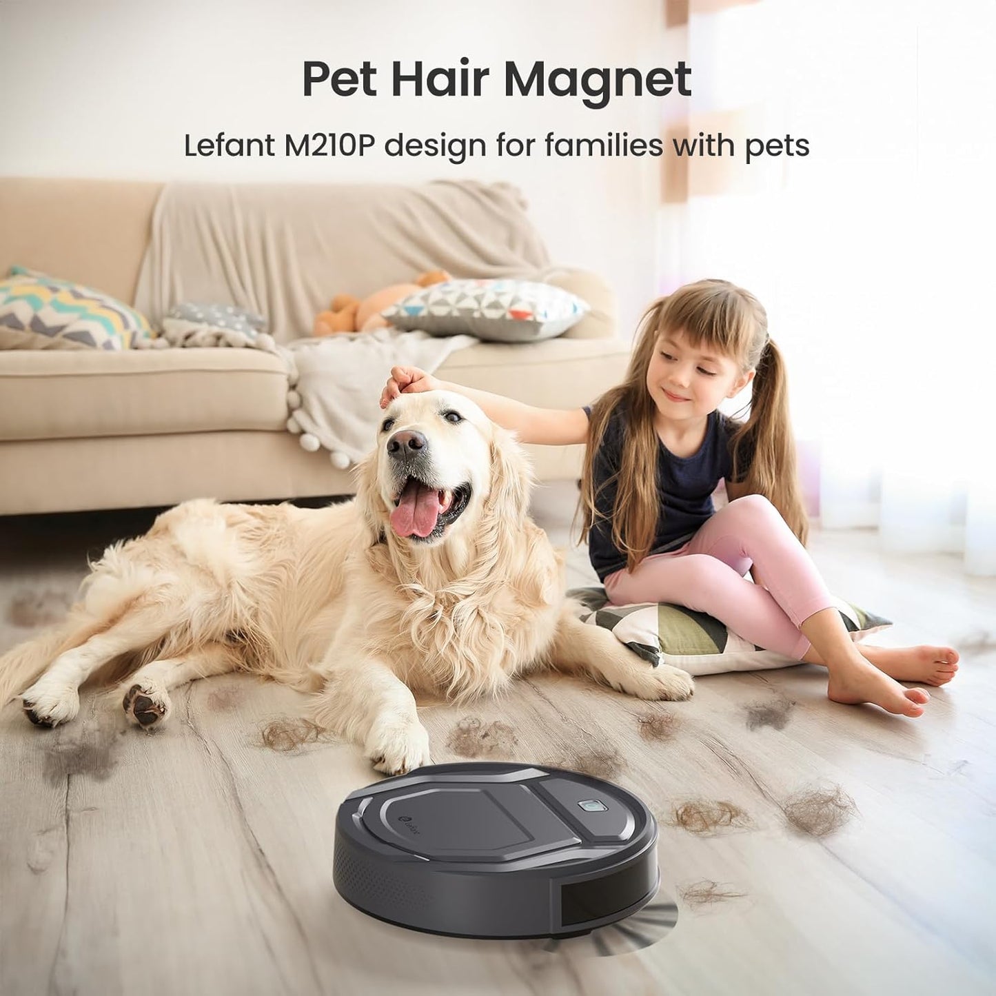 Lefant M210P Robot Vacuum Cleaner, Super Thin, Powerful Suction, Quiet, Self-Charging, Ideal for
