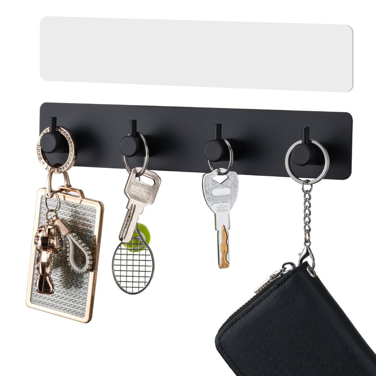 Yunzt Key Holder with 4 Hooks,Adhesive Key Hanger Organizer for Wall Mount