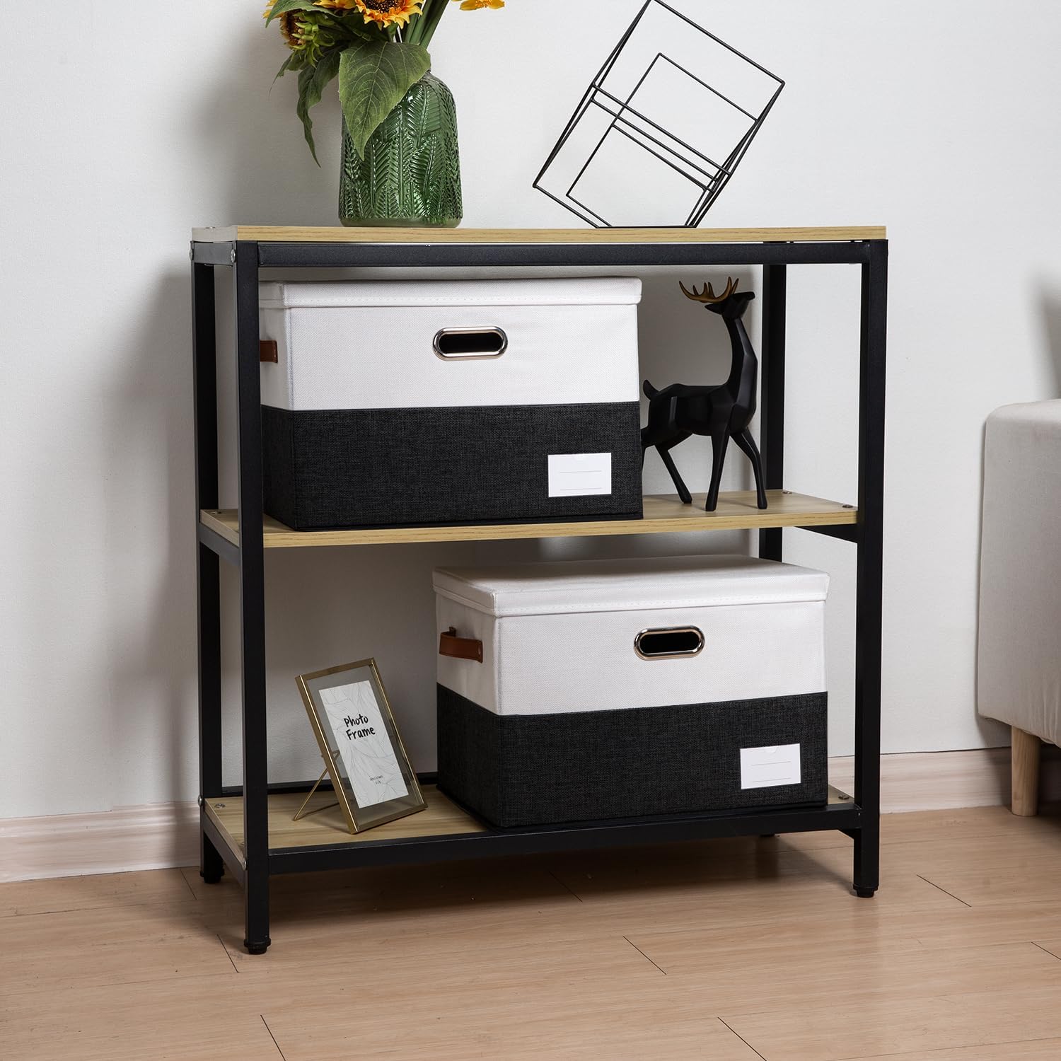 PRANDOM Foldable Storage Bins with Lids [3-Pack] Fabric Collapsible Storage Boxes Baskets Cubes