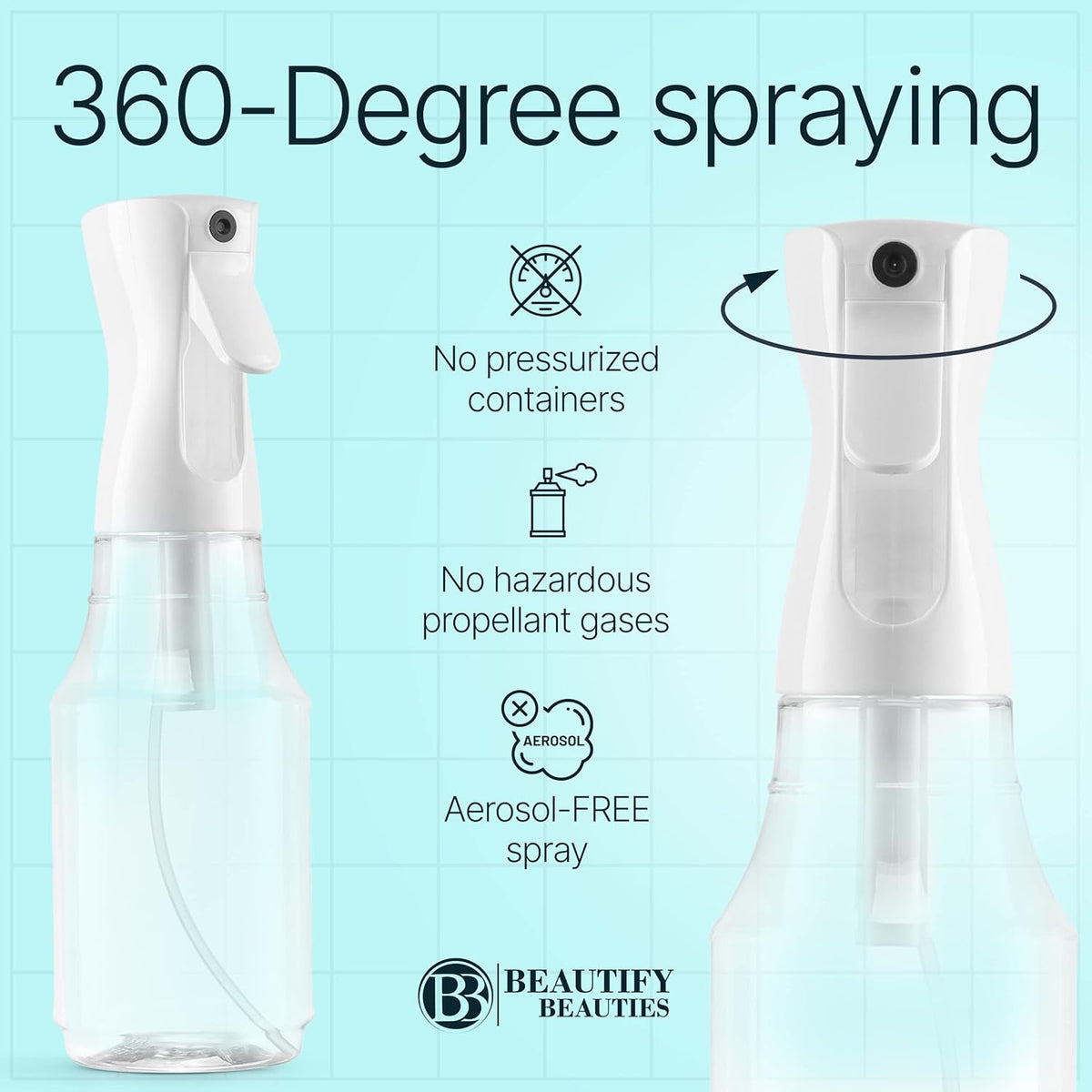 BeautifyBeauties Spray Bottle For Hair – Continuous Mister Spray Bottle for Hairstyling, Cleaning