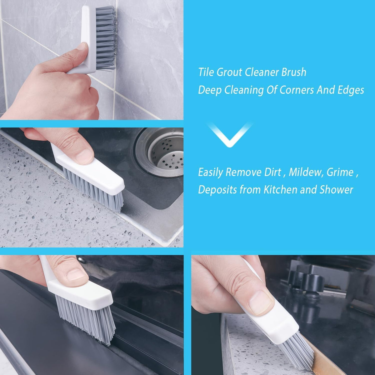 Lumkew Grout Brush Cleaning, 4 Pcs Grout Cleaner Scrubber for Tile Floors – view 2