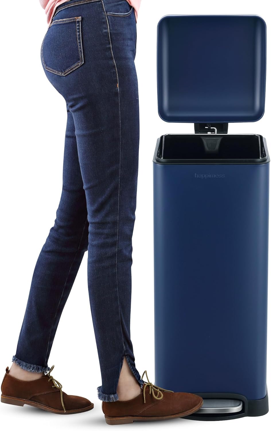 happimess HPM1007H Betty Retro 8-Gallon Step-Open Trash Can, Fingerprint Resistant, Modern