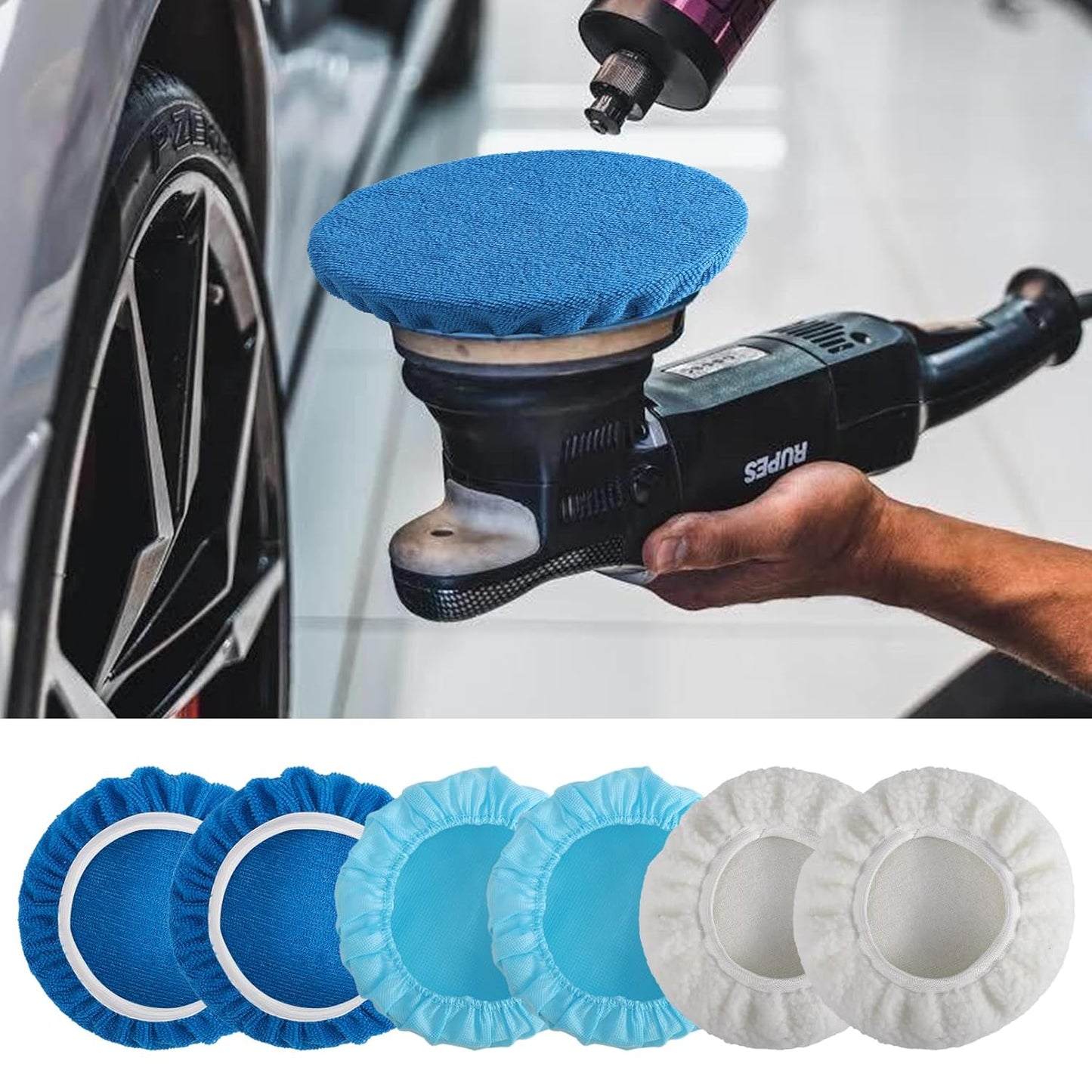 40 Pieces Polishing Bonnet Pads,Car Polisher Pad Bonnet 5-6 Inch, Car Buffer Bonnets Microfiber