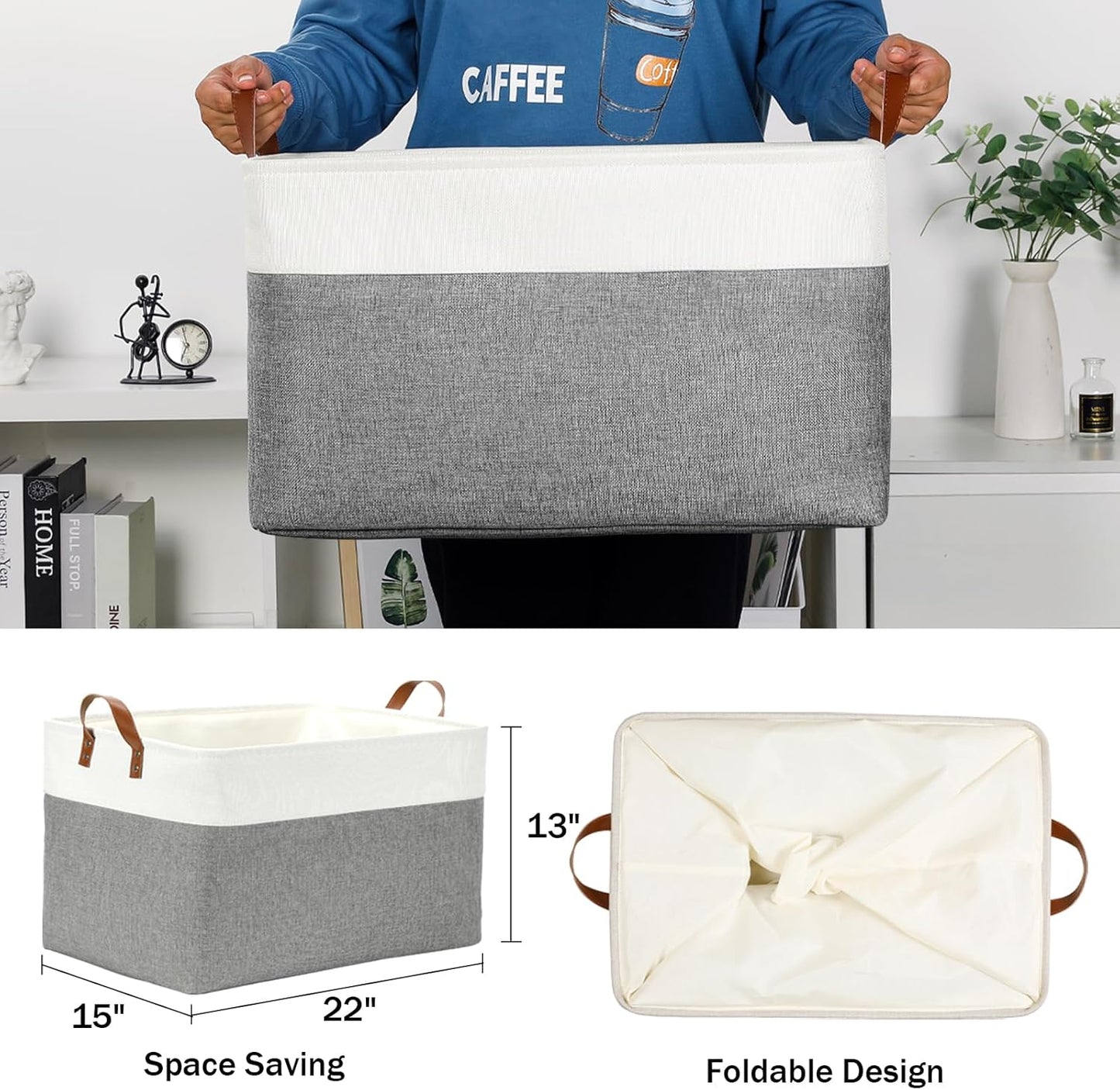 DULLEMELO Extra Large Storage Baskets for Organizing 22"x15"x13" Foldable Fabric Storage Baskets