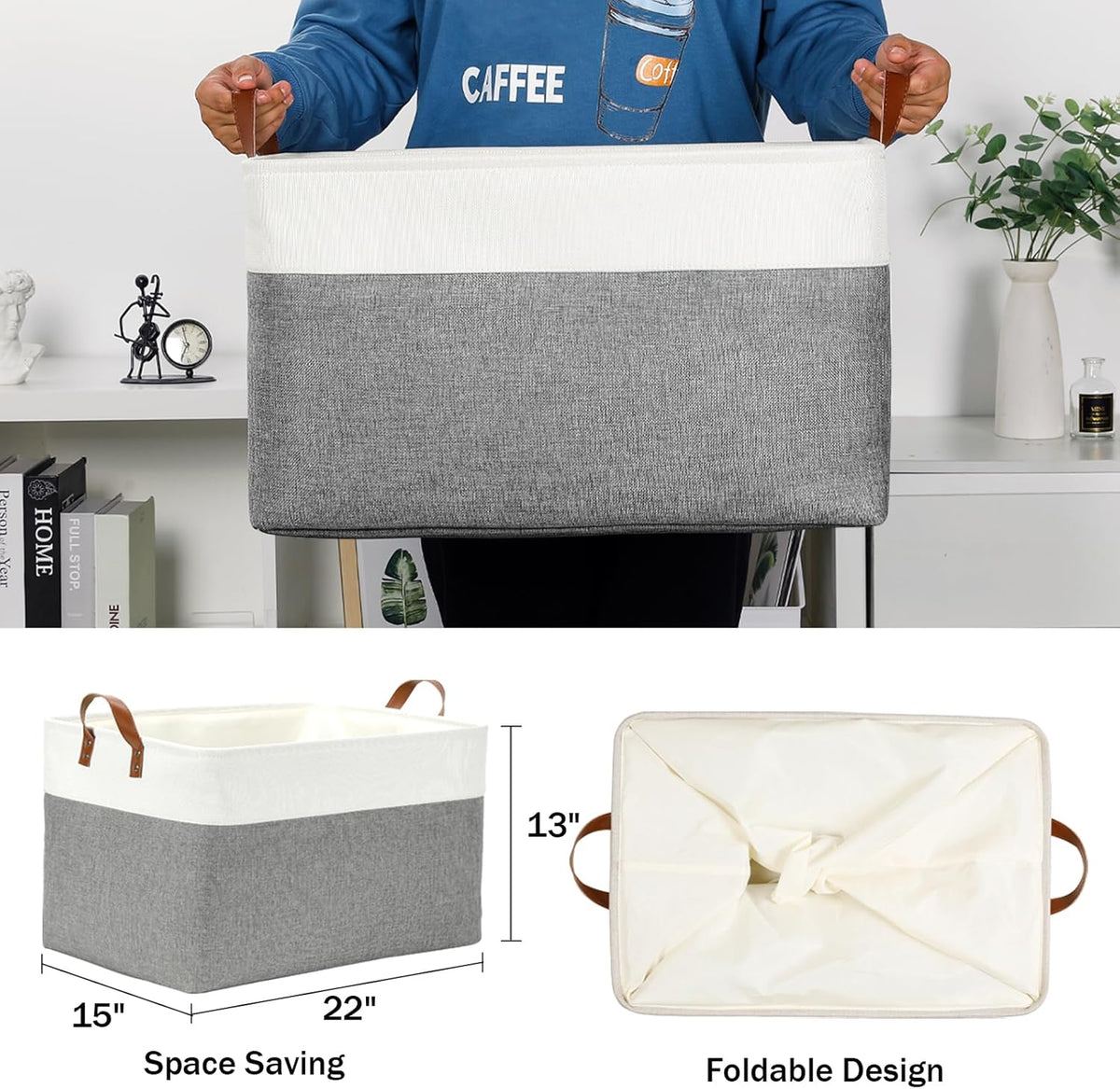 DULLEMELO Extra Large Storage Baskets for Organizing 22"x15"x13" Foldable Fabric Storage Baskets