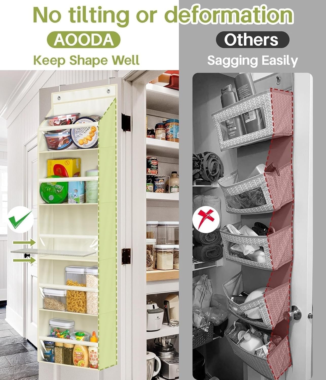 AOODA 2 Pack Over the Door Organizer, Large Capacity Closet Door Hanging Organizer, Clear Deep