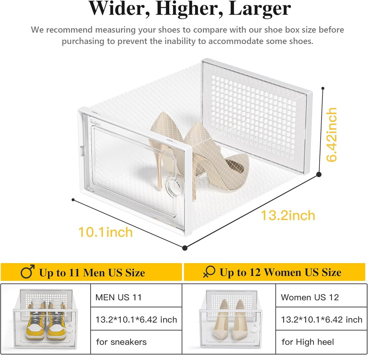 Kuject X-Large Shoe Storage Boxes Organizers Clear Plastic Stackable 12 Pack, Shoe Rack & Holder