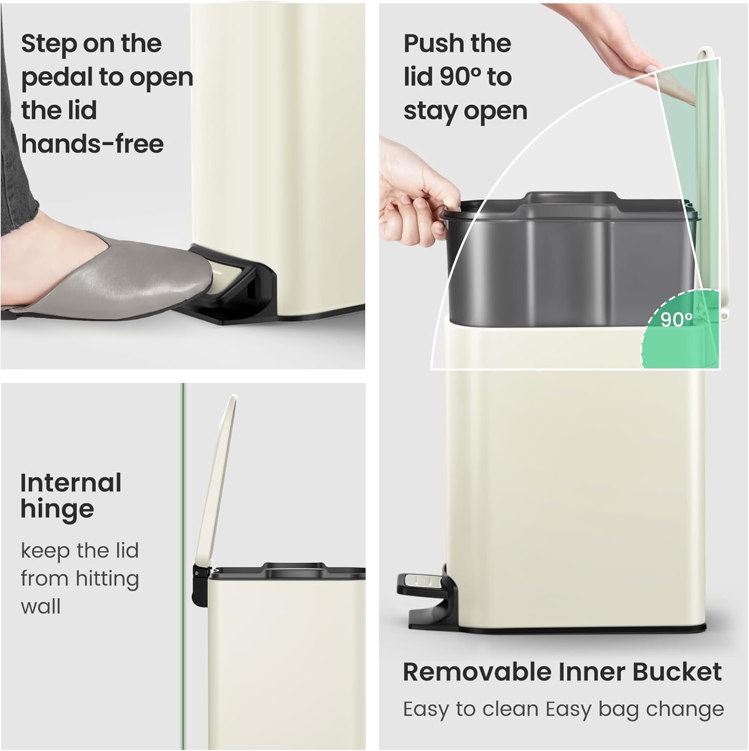 Cesun Small Bathroom Trash Can with Lid Soft Close, Step Pedal, 6 Liter / 1.6 Gallon Stainless