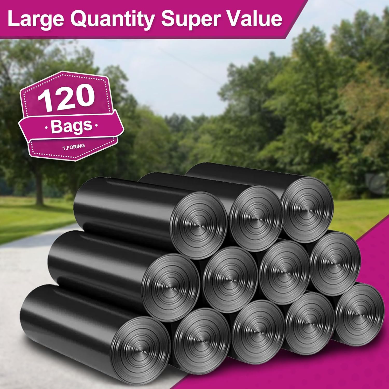 25-30 Gallon Trash Bags Black 120 Count - 32" x 36" Large Kitchen Garbage Bags, 20+ Gallon Trash