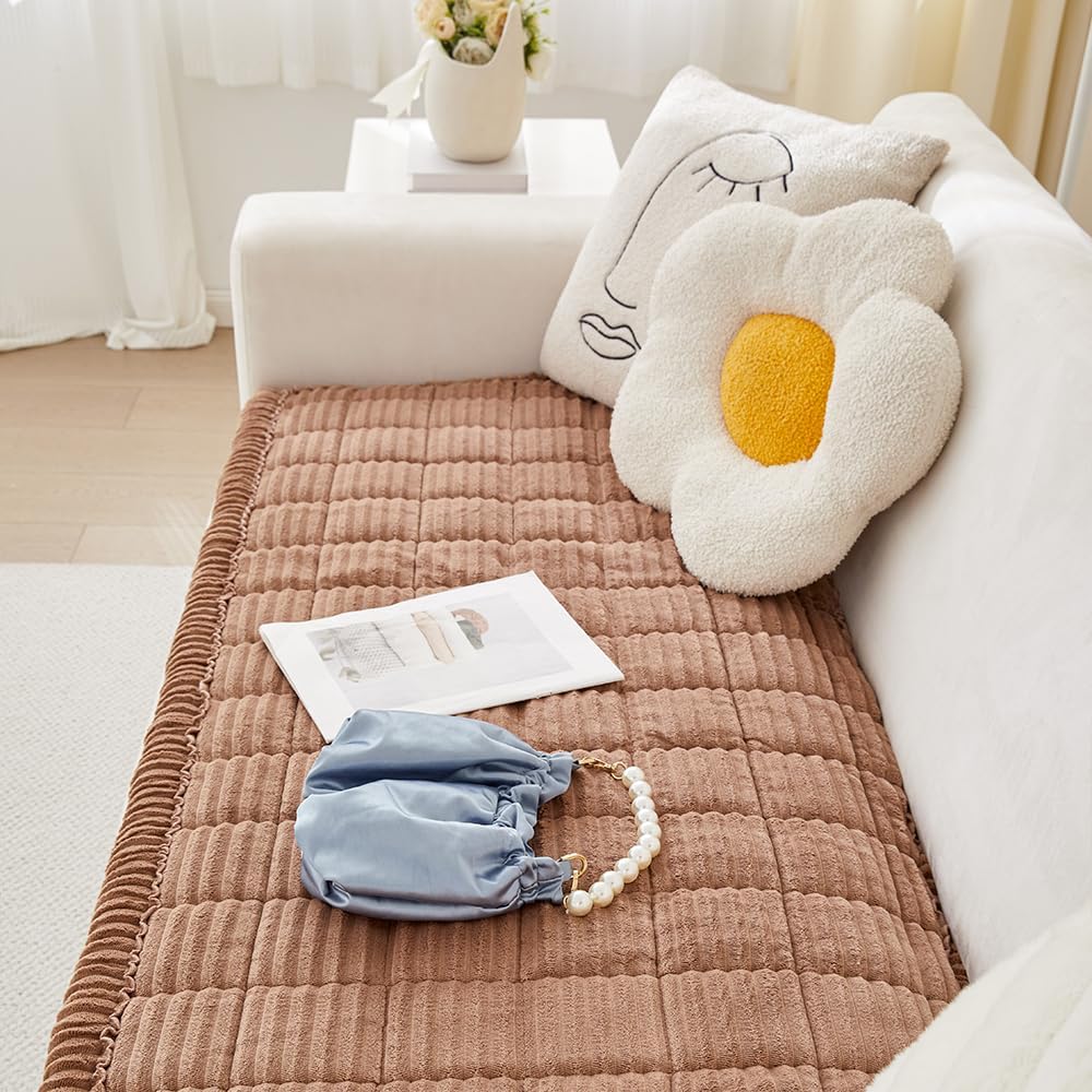 Couch Cover for Dogs Washable, Fuzzy Pet Couch Covers for 3 Cushion Sofa Pet Friendly, Non Slip