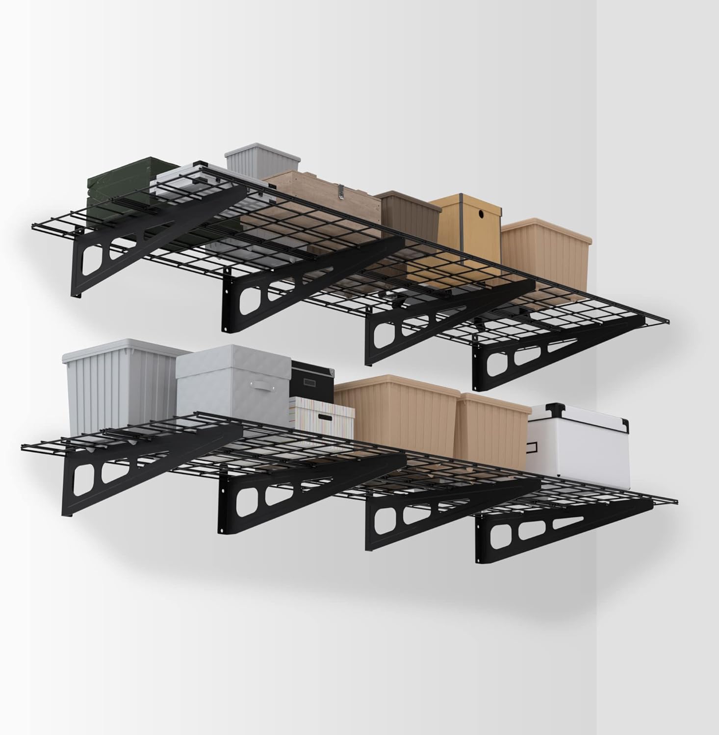 WORKPRO 2-Pack 2x6FT Garage Wall Shelving, 72” x 24” Heavy Duty Wall Mounted Shelving, 800lbs Load