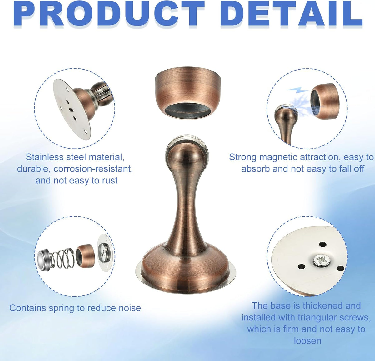 uxcell Magnetic Door Stopper, Stainless Steel Heavy Duty Door Holder, No Drilling Doors Knob Wall