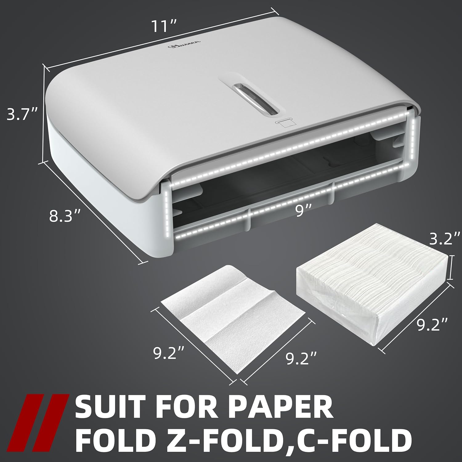 Commercial Paper Towel Dispenser Wall Mount with Key Pack of 2 Plastic 10⅞” Length X 8¼” Height X