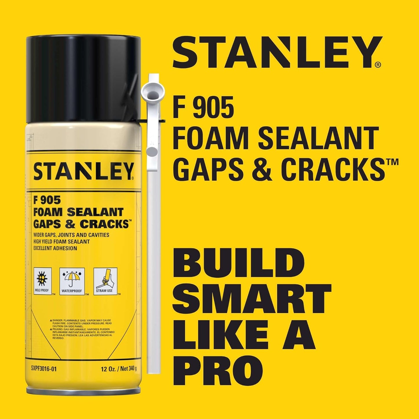 Stanley F905 Gaps & Cracks Sealant (2x12 Oz.) – Polyurethane Spray Foam Insulation for Window &