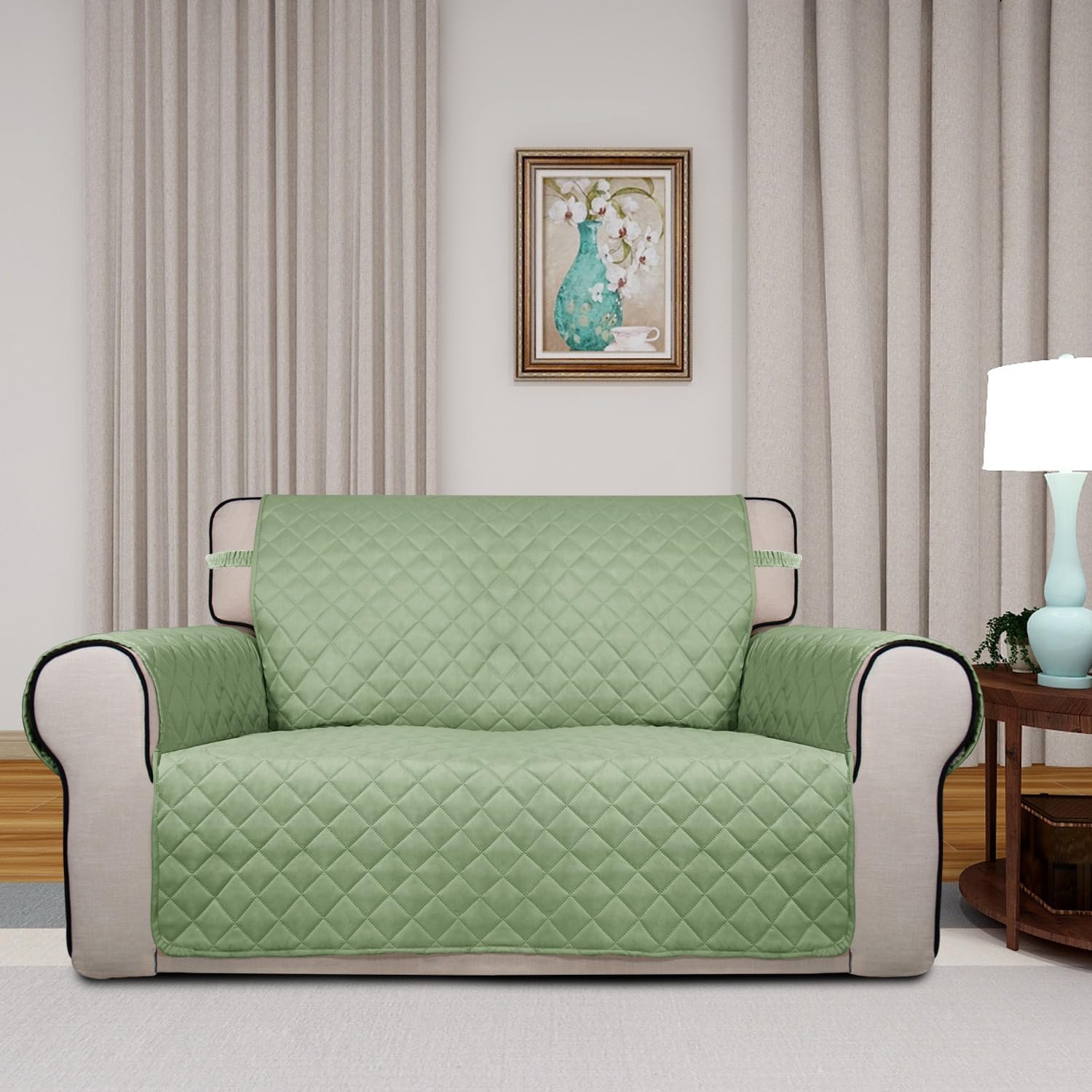 PureFit Reversible Quilted Sofa Cover, Water Resistant Slipcover Furniture Protector, Washable