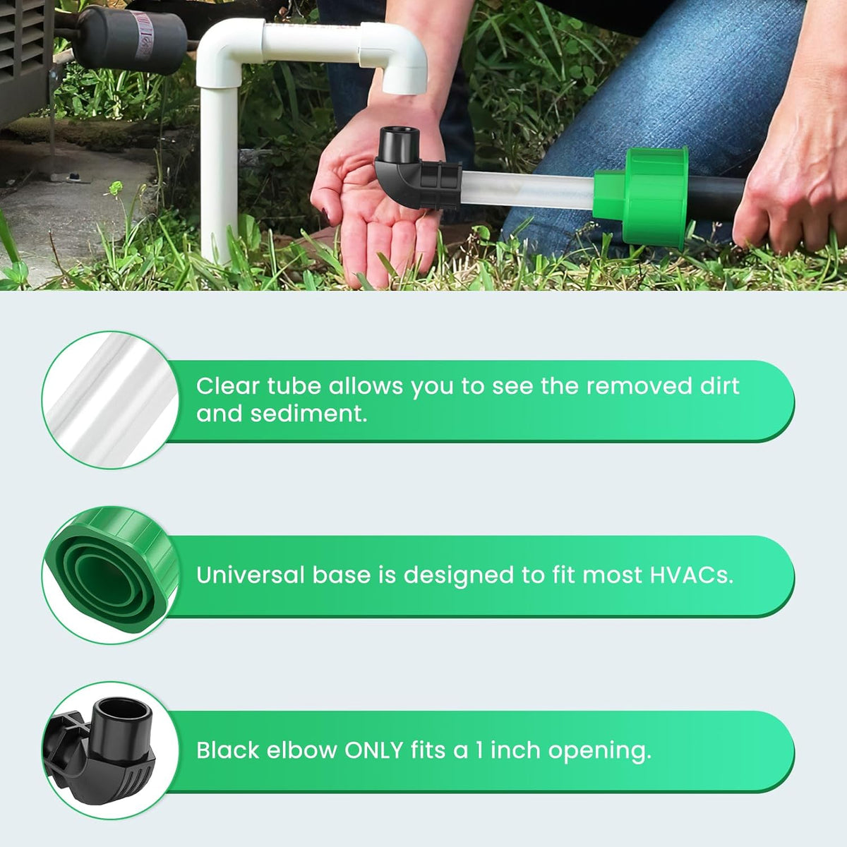 AC Drain Line Unclogger, HVAC to PVC Pipe AC Drain Line Cleaner Tool, A/C Condensate Drain Line