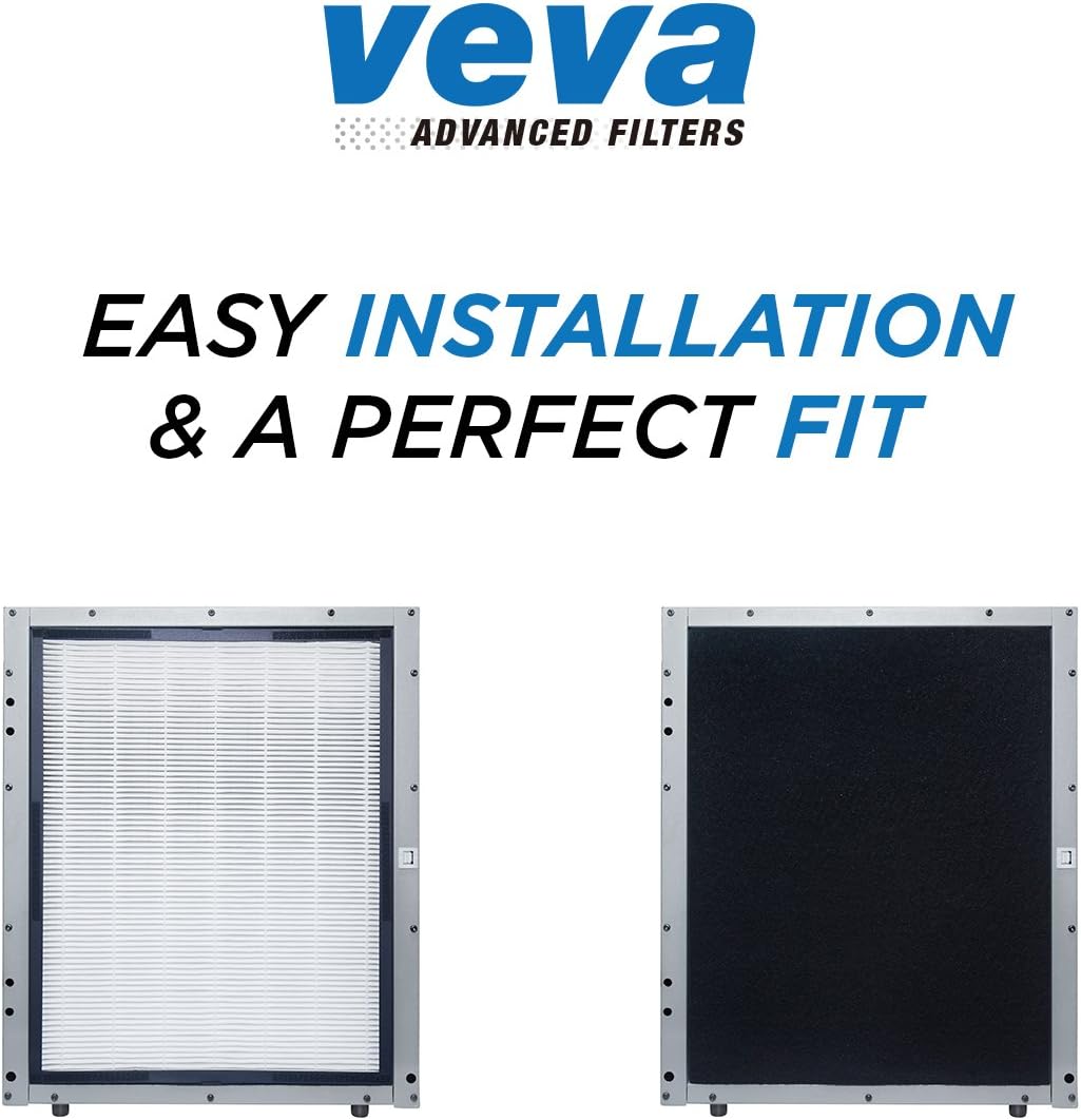VEVA Premium 2 HEPA Replacement Filter Pack with 6 Activated Carbon Pre Filters to Stop Smoke Odor