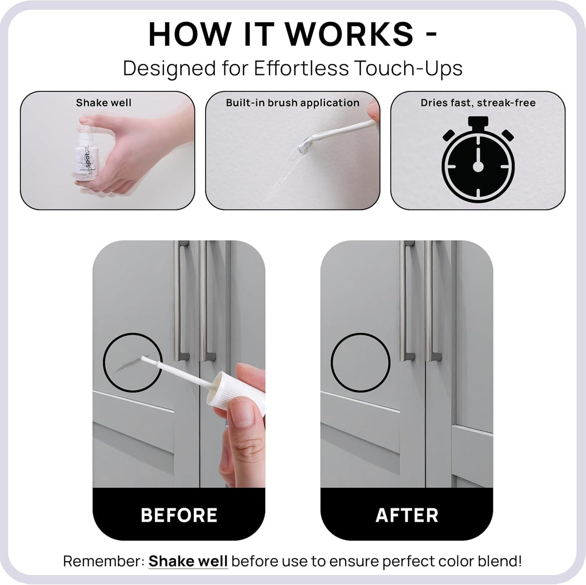 spot. Touch-Up Paint | Matte Finish for Cabinets, Walls, Doors & Furniture | Multi-Tone Gray Repair