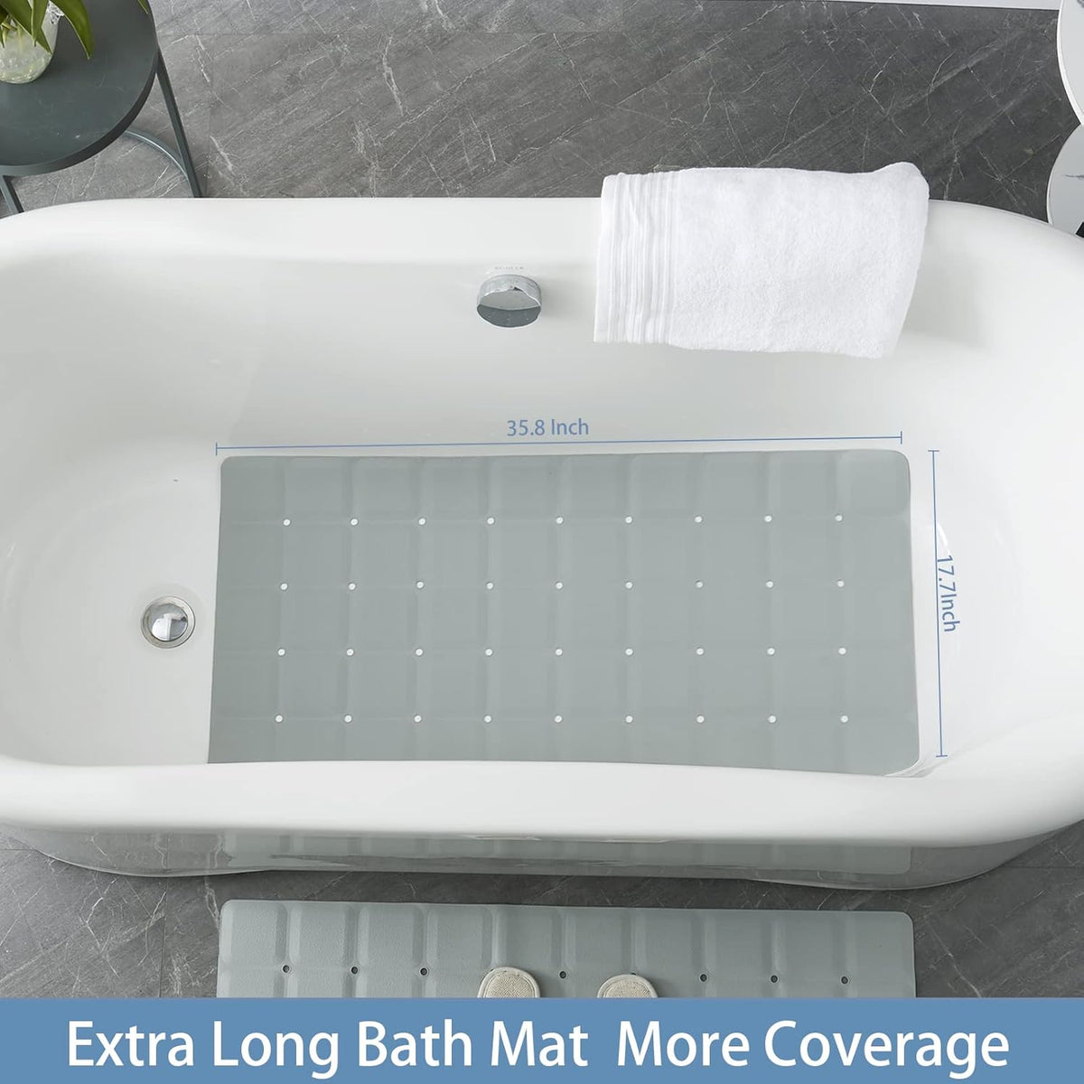 Foldable Silicone Bathtub Mat: Jumbo Size Heavy Duty Safety Bath Mat for Tub Without Suction Cups