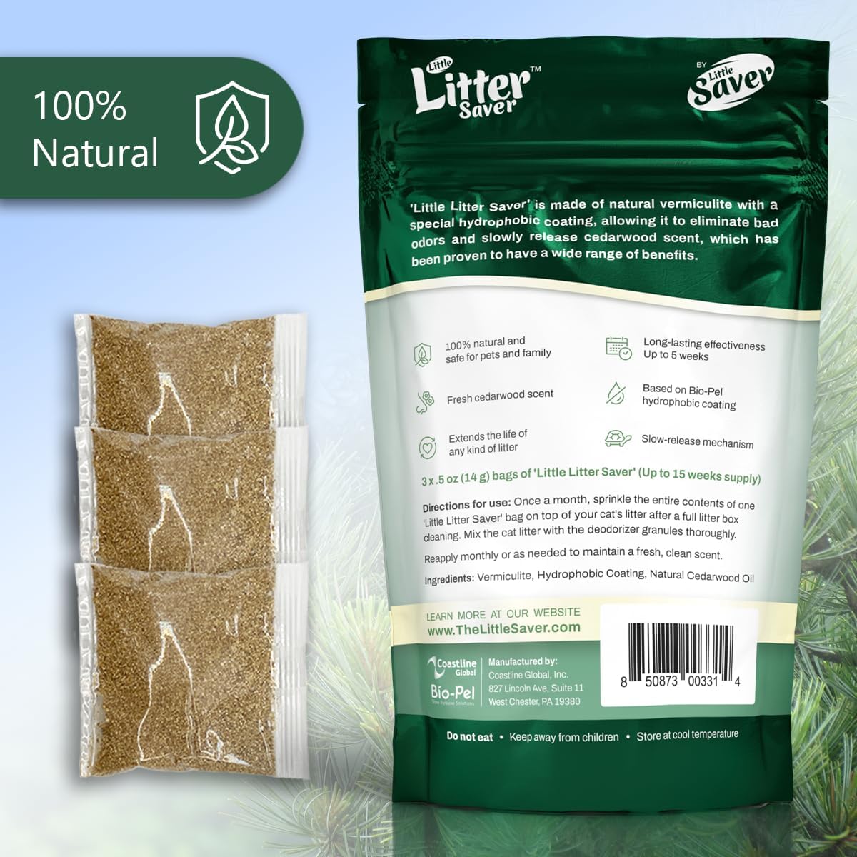 Little Litter Saver | a New Generation Of Cat Litter Box Deodorizer | Unique Formula for Slow