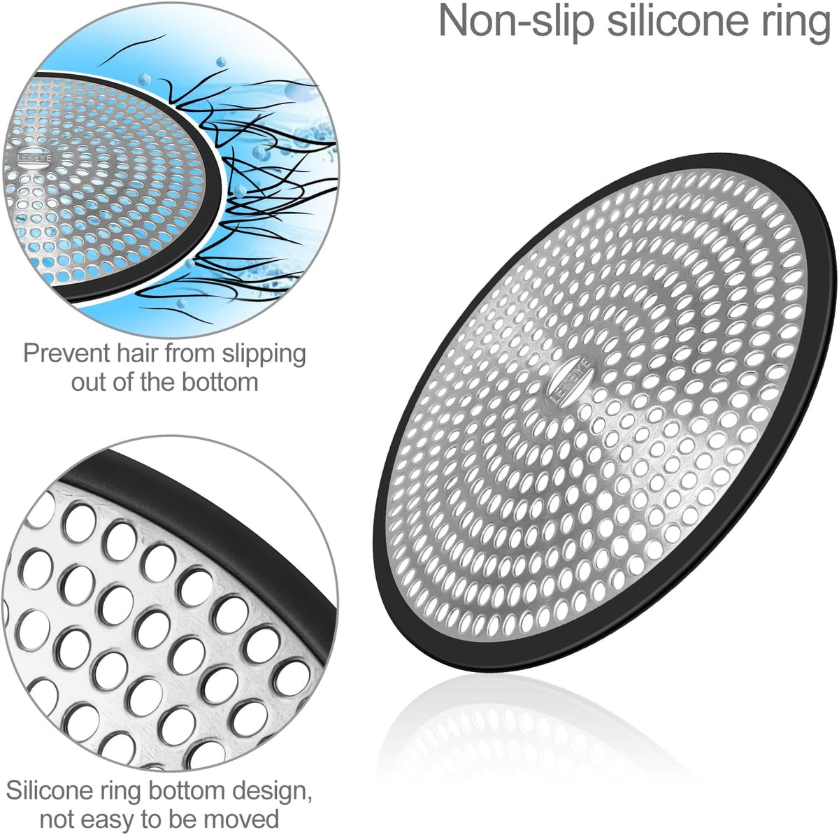 LEKEYE Shower Drain Hair Catcher | Strainer | Shower Stall Drain Cover | Bathroom Drain Protector