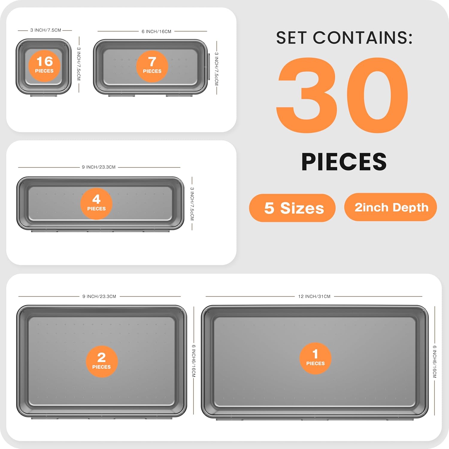 【Military Grade】 Drawer Organizer, 【𝟱𝗦𝗶𝘇𝗲】 Clear Makeup organizer, 【Holds 177 Items】 Bathroom