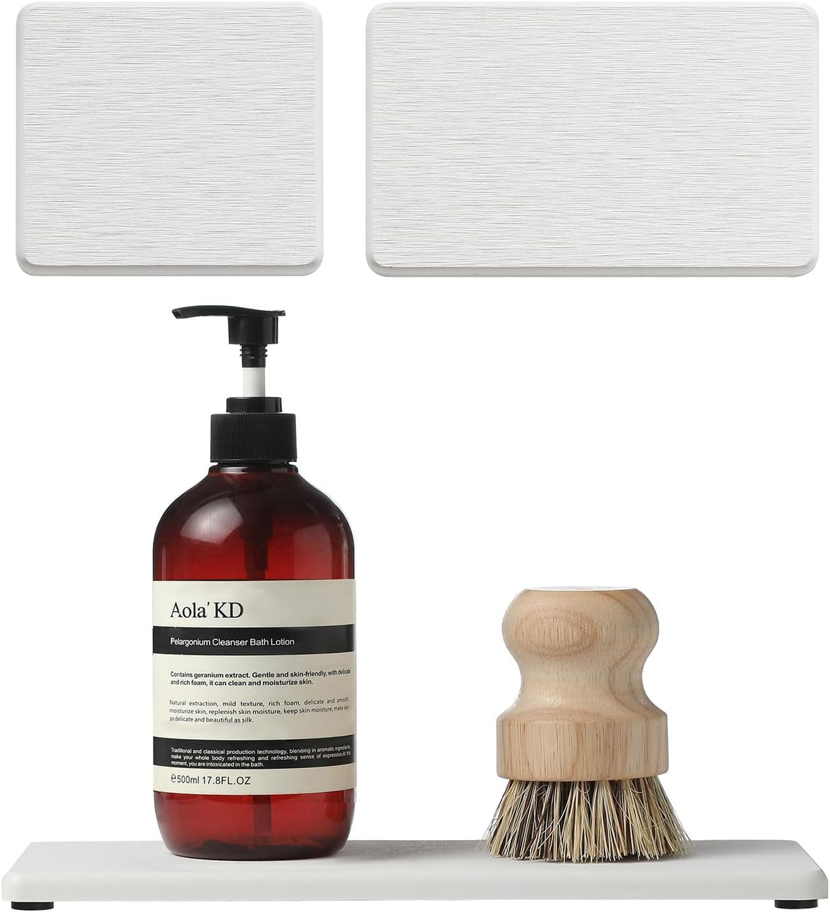 3PCS Bathroom Sink Vanity Trays, Quick Stone Drying Mat Dish Soap Dispenser Sponge Holder for