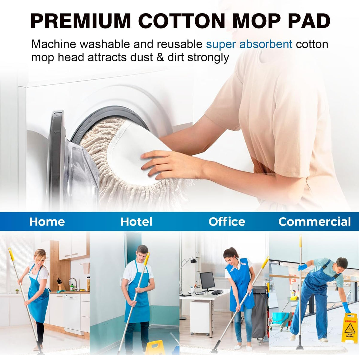 Commercial Dust Mop & Floor Sweeper，48" Industrial Dry Mop with Heavy Duty Long Handle, Premium