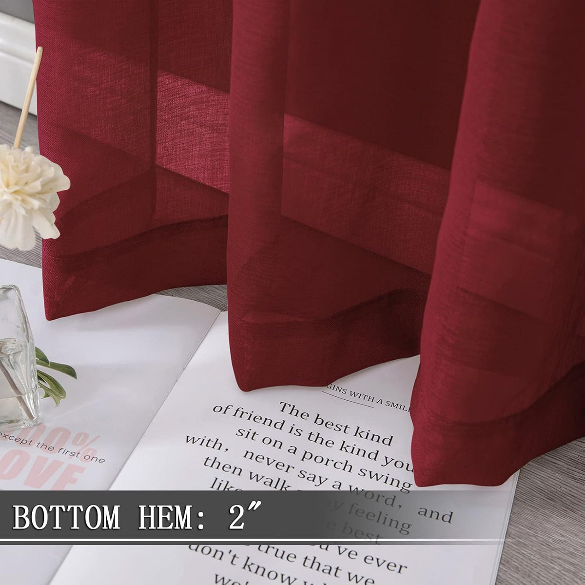 Tollpiz Short Sheer Curtains Linen Textured Bedroom Curtain Sheers Light Filtering Rod Pocket Voile