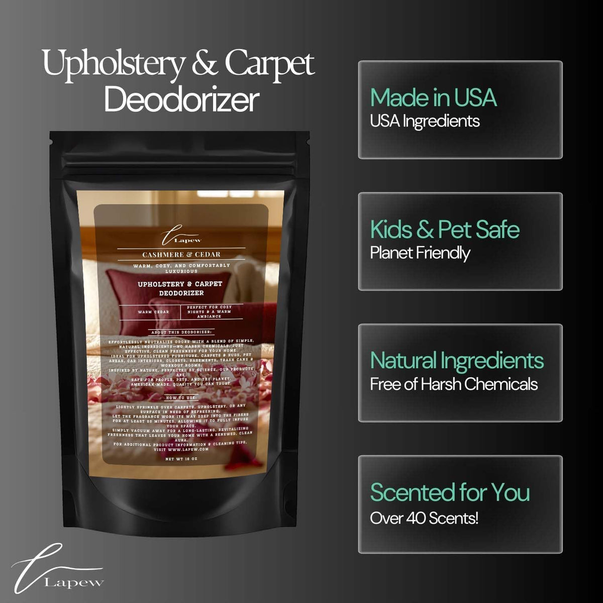 Cashmere Cedar Carpet Freshener Powder: Powerful Odor Eliminator for Home, Upholstery Deodorizer