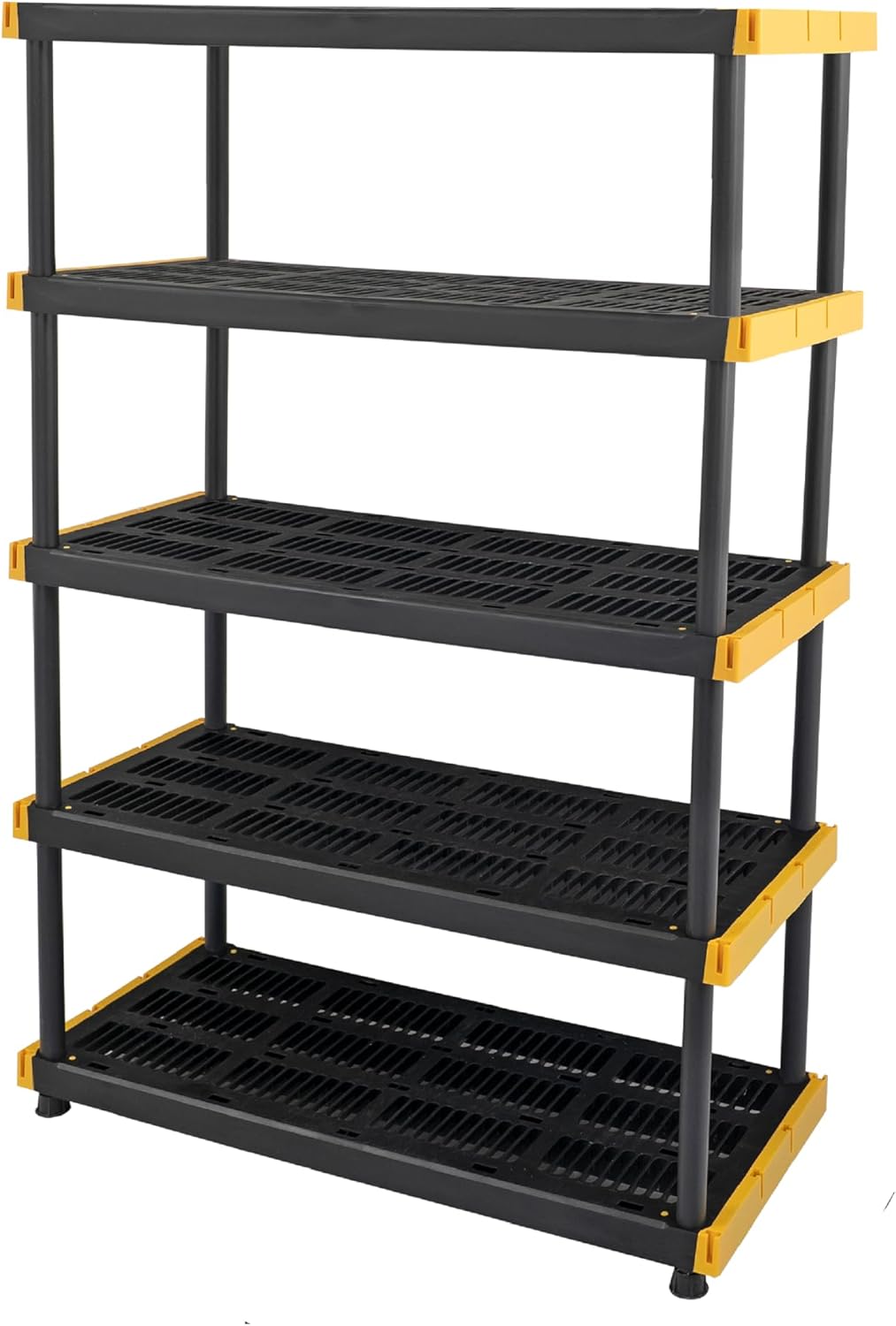 CX Black & Yellow®, 5-Tier Heavy Duty Plastic Storage Shelving Unit, 200lbs/shelf (72”H x 48”W x