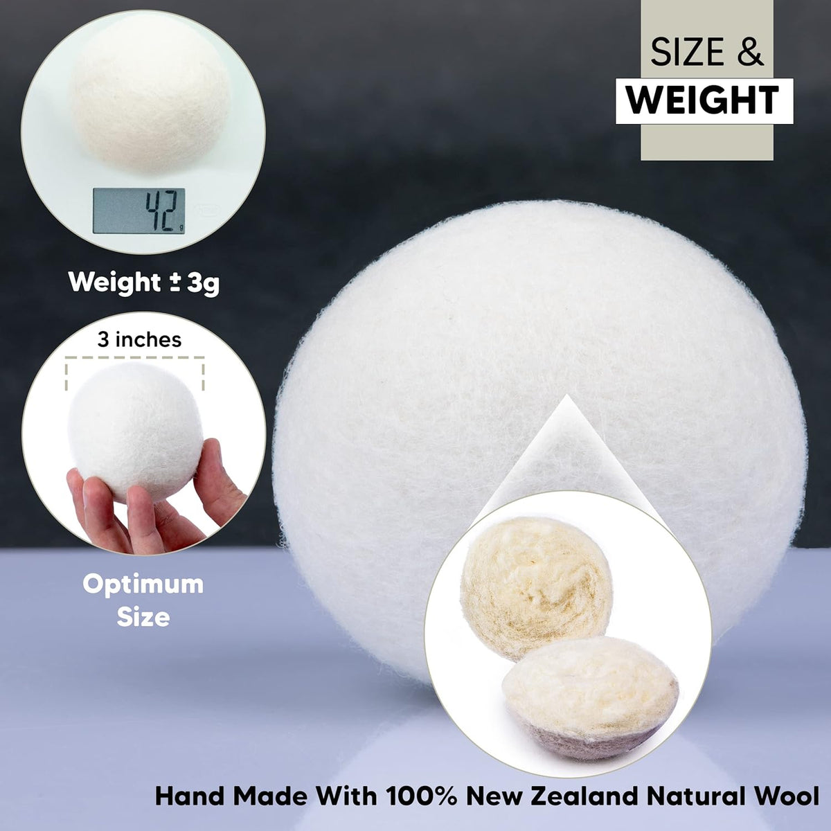 RAYTRADE Wool Dryer Balls 6-Pack 100% Made of Organic New Zealand Wool Reduces Clothing Wrinkles