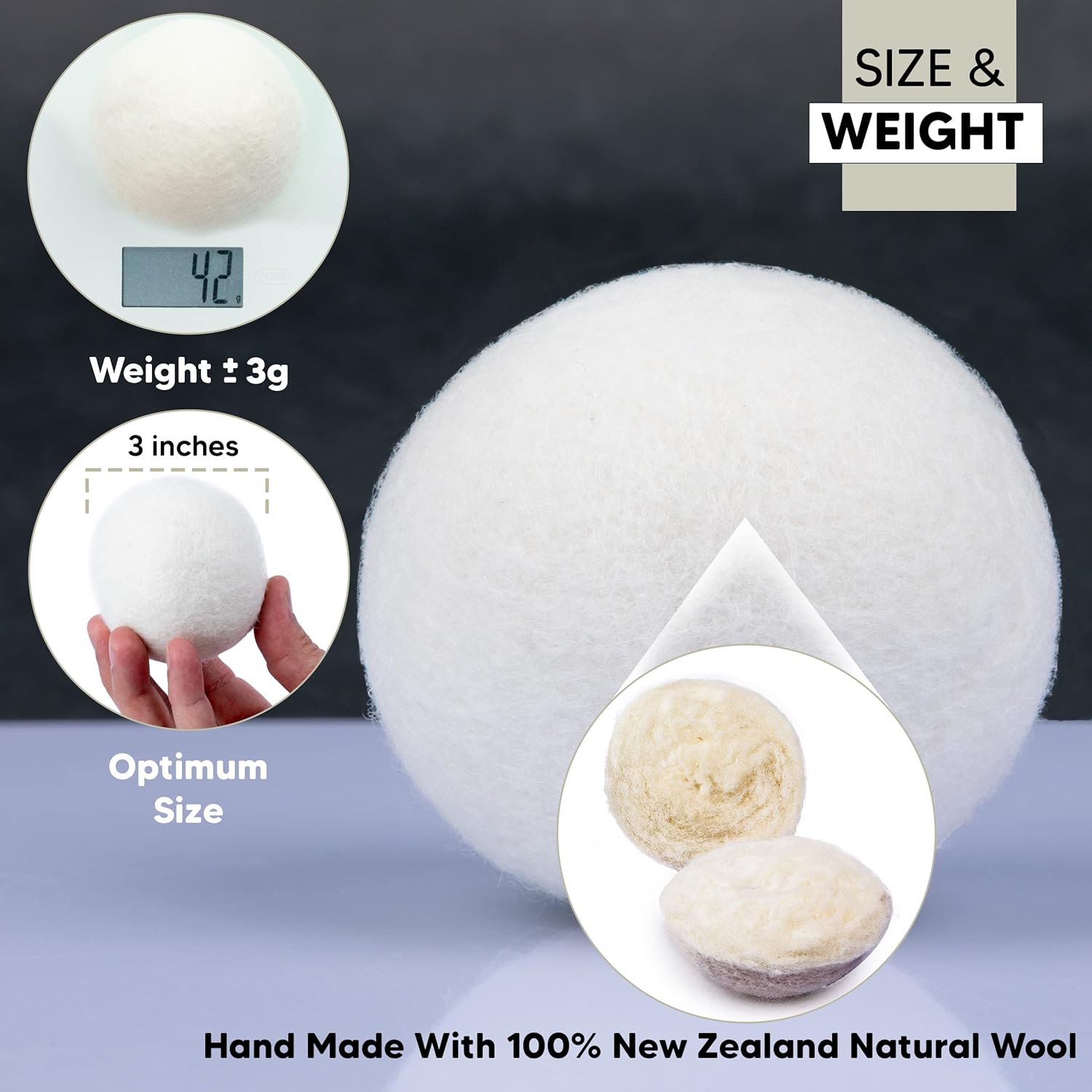 RAYTRADE Wool Dryer Balls 6-Pack 100% Made of Organic New Zealand Wool Reduces Clothing Wrinkles