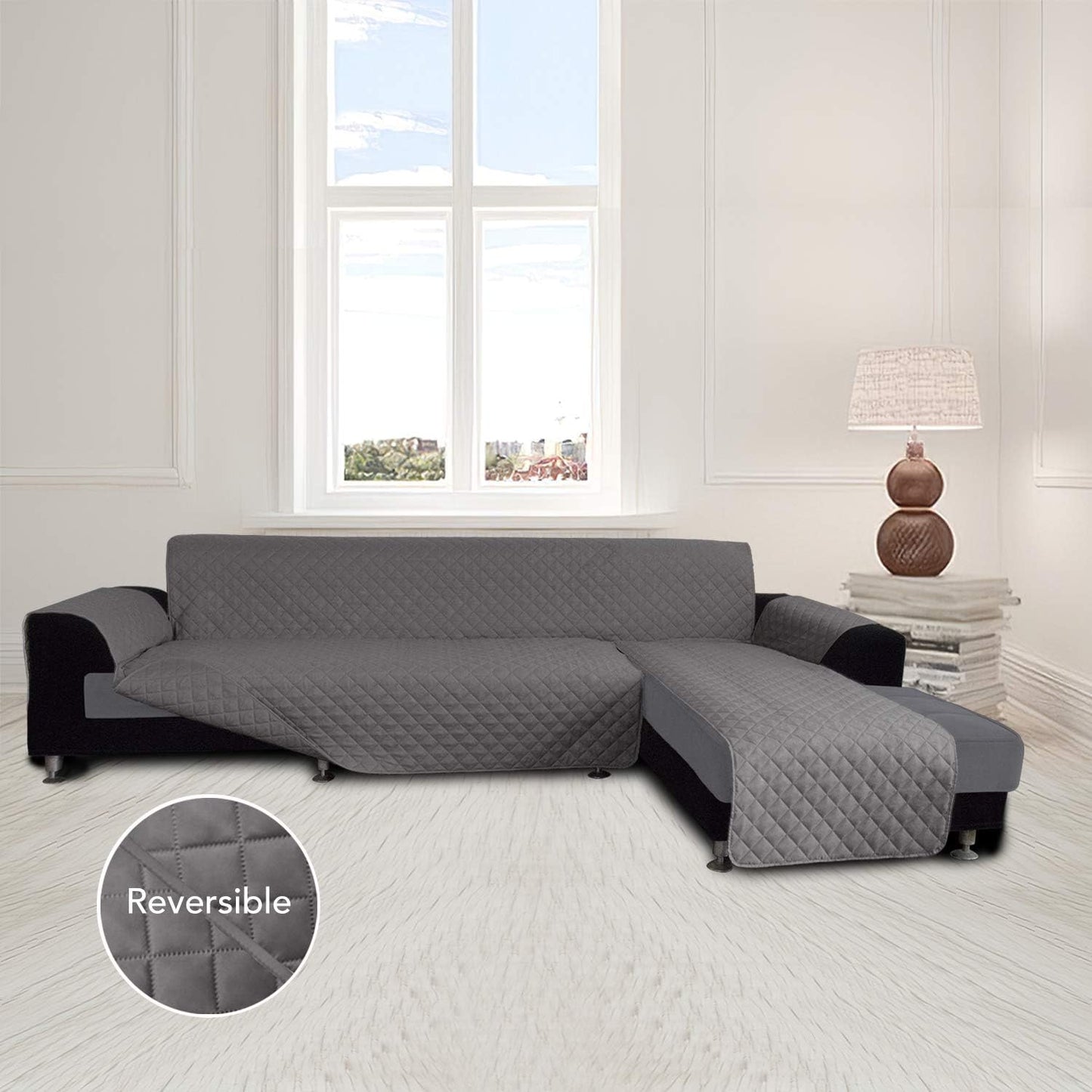 Easy-Going L Shape Sofa Slipcover - Sectional Couch Cover with Chaise Lounge & Reversible Sofa