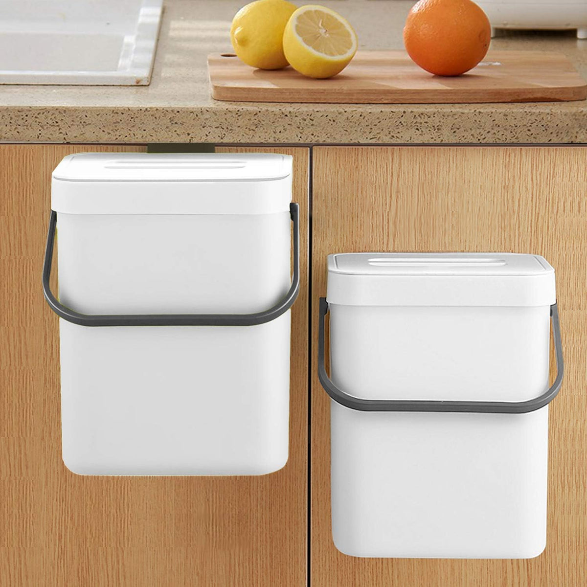 LALASTAR Compost Bin Indoor Kitchen Sealed, Hanging Small Trash Can with Lid Under Sink for